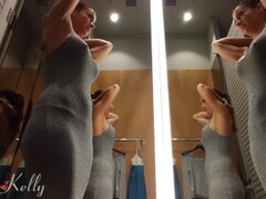 Hot girl filming herself naked and masturbate in a public fitting room Thumb