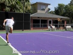 PASSION-HD Petite blonde Bella Rose fucks tennis instructor Thumb