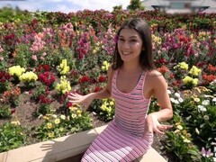 Real Teens - Hot Amateur Teen Flashes Tits In Flower Field Thumb