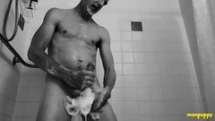 Sweet Soaped Up Hunk Busts His Load Solo Thumb
