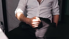 Sexy guy in a suit came after work and immediately decided to masturbate... Thumb