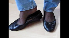 black leather sabrinas, nylons and jeans - shoeplay by Isabelle-Sandrine Part 1 Thumb