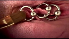 Extreme Close Up Rubbing My Pierced Clit by MakeUp Brush and Huge Orgasm make me completely Wet my Pussy Thumb