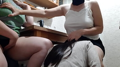 While our housekeeper went out to the store, the cleaning lady took turns licking our stepsister and my pussies - Lesbian Illusion Girls Thumb