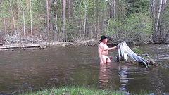 Naked bathing in the river. Thumb