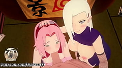 NARUTO 3D HENTAI: Kunoichi Sluts Ino &amp_ Sakura thanking their hero Naruto Thumb