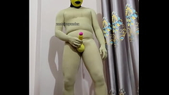Zentai BTS photo shooting behind scene banana penis Thumb