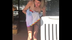 Skinny tattooed granny taking her bathing suit off Thumb