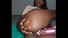 Anita Ngcobo plays with a pink dildo Thumb