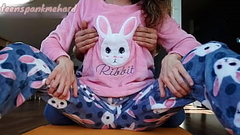 stepbrother teasing small tits and wet pussy stepsister in pajamas Thumb