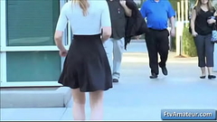Sexy blonde teen amateur Alyssa flash her amazing big boobs in public Thumb