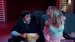 SexSinners.com - Gf is bored and sucks bfs cock in cinema Thumb