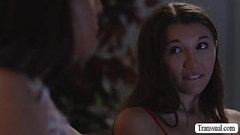 Teen babe banged by Asian Trans step mom Thumb