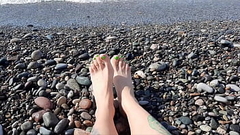 Sea-salted feet and toes of Dominatrix Nika. Lick her toes Thumb