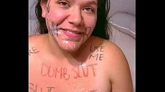 Pregnant slut facial with degrading writing Thumb