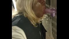 Sucking my dildo attach to a building Thumb