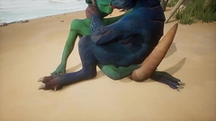 Two female lizards play with each others pussies - Wildlife Thumb