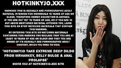 Hotkinkyjo take extreme deep dildo from mrhankey, belly bulge &amp_ anal prolapse Thumb