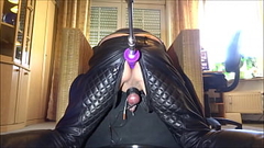 Prostate massage with fuck machine and cock e-stim - cum milking Thumb
