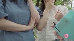 Manami &quot_Dacchu-no&quot_ Nakadashi in a threesome with older men! Store clerk picked up in Shibuya has a squirting flood alarm! - Intro Thumb