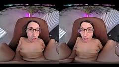 Adorable brunette in glasses gets off with her toys in VR Thumb