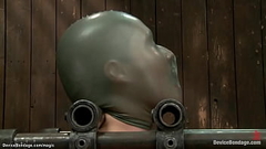 Lesbian in latex mask fights for air Thumb