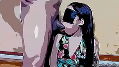 Padrastro enga&ntilde_a a su Hijastra con el Juego de la Chupeta en la Boca para Meterle su Polla cuando tiene los Ojos Tapado Cartoon Hentai Thumb