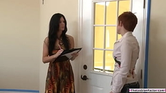 Small tits milf fucked by lesbian client Thumb