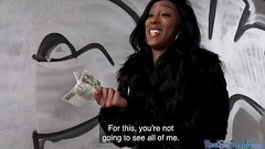 Pulled ebony fucked in public before tugging and sucking Thumb