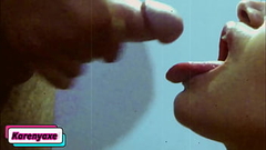 Acabada espesa en la boca de Karen Thumb