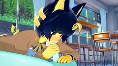 Anima Crossing Yaoi Furry Hentai 3D - Ankha (Boy) with MoonCat  blowjob and anal with creampie - Anime Manga Yiff Thumb