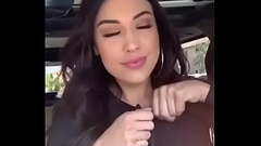 Black haired girl pulls out huge tits in car Thumb