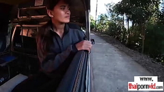 Petite amateur Thai teen Cherry sucking a massive white dick Thumb