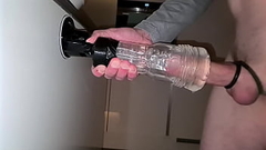 Cumming all over my favourite Fleshlight, cum dripping on the kitchen floor Thumb
