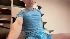 Naughty Boy Jerking Cute Cock and CUMMING Hard Close Up Thumb