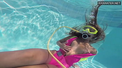 Cute teen Irina Poplavok swims naked underwater Thumb