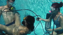 Candy and Lizzy fuck Mike underwater Thumb