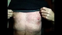 Nailed nipples while stroking wet cock Thumb