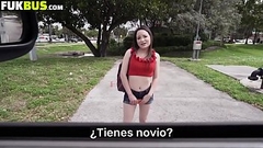 Perfect small TITS and the tightest pussy DRILLED on the bus Thumb